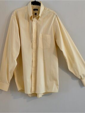Arrow Men's Long-Sleeve Button-Up Shirt - Pale Yellow Size L